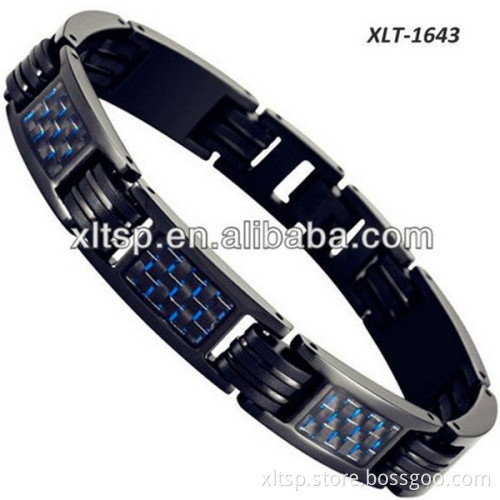 Black carbon fiber titanium magnetic rubber bracelet watches